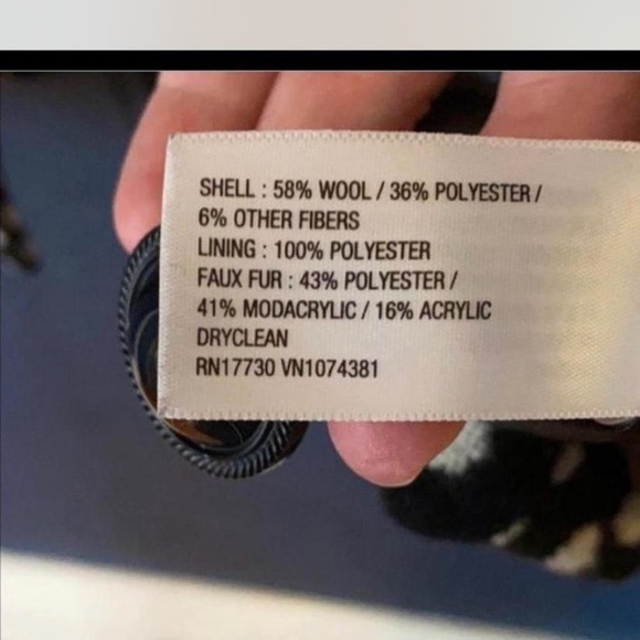 Vintage retro mod vibes polka dot fur collar pea coat L - Picture 6 of 7